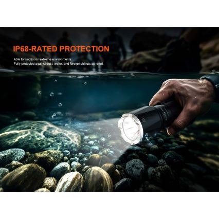 Fenix TK17BLK - Lanternă LED reîncărcabilă cu intensitate reglabilă, încărcare USB, 6000 mAh, IP68, 3600 lm, 60 h, negru
