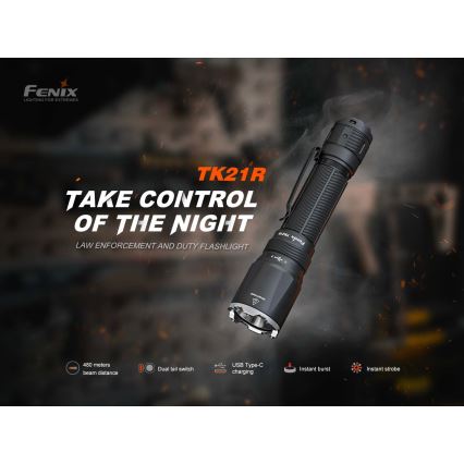 Fenix TK21RBLK - Lanternă LED reîncărcabilă, reglabilă, LED/USB, 6000 mAh, IP68, 3600 lm, 72,5 ore, negru