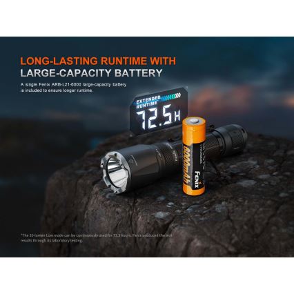 Fenix TK21RBLK - Lanternă LED reîncărcabilă, reglabilă, LED/USB, 6000 mAh, IP68, 3600 lm, 72,5 ore, negru