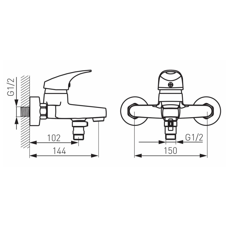 FERRO - Baterie de cadă ONE, crom lucios