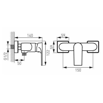 FERRO - Baterie de duș ALGEO SQUARE, crom lucios