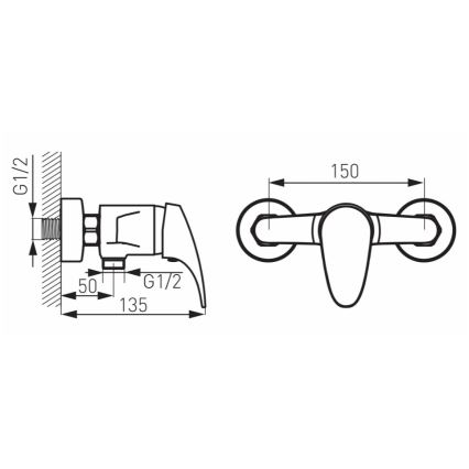 FERRO - Baterie de duș ONE crom lucios