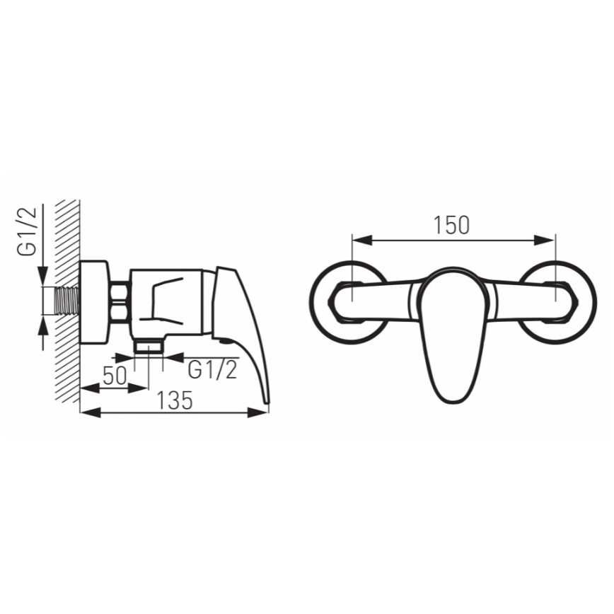 FERRO - Baterie de duș ONE crom lucios