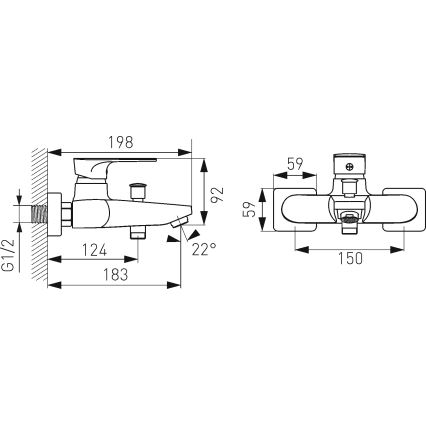 FERRO - Baterie pentru cadă ALGEO SQUARE, crom lucios