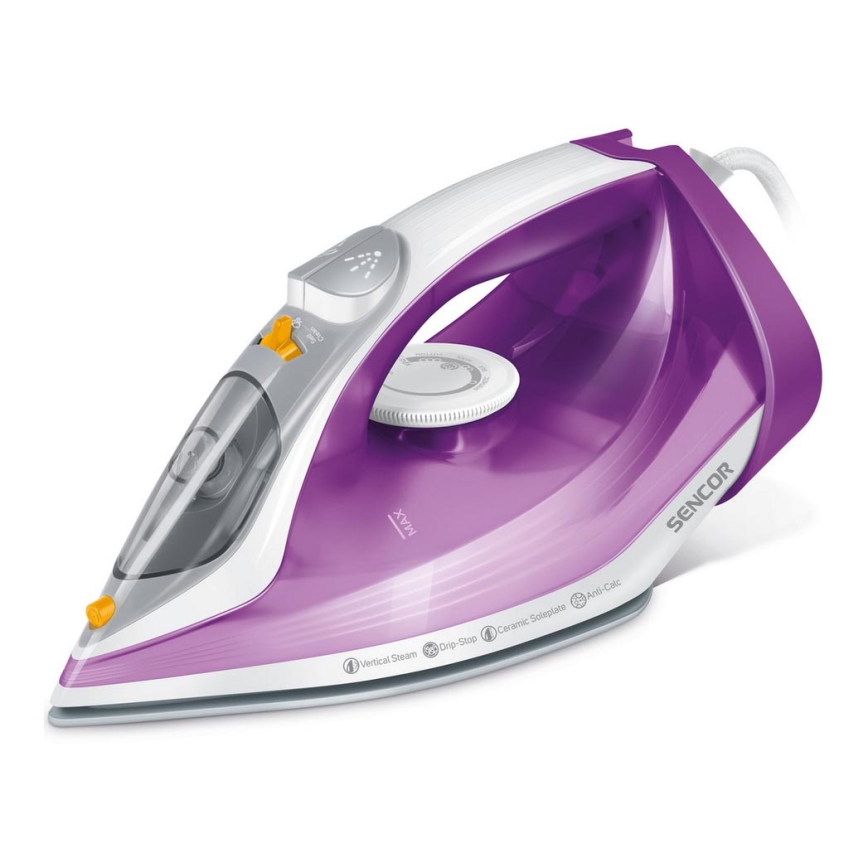 Fier de călcat cu aburi 2400W/230V mov/alb Sencor