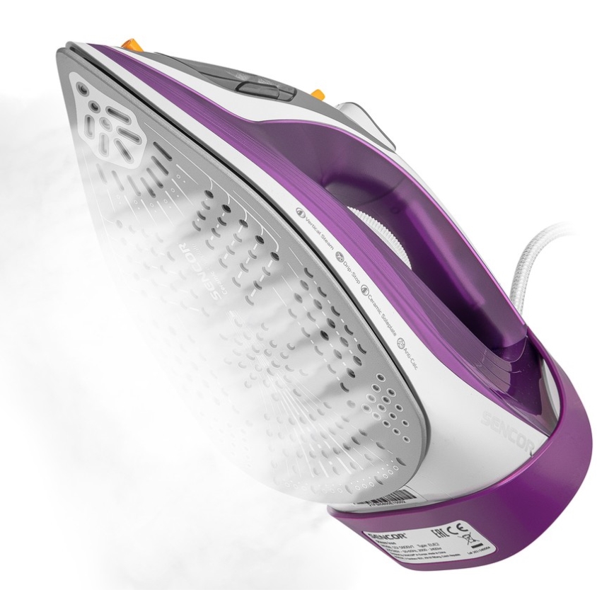 Fier de călcat cu aburi 2400W/230V mov/alb Sencor