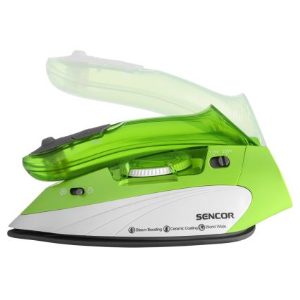 Fier de călcat cu aburi de călătorie 1100W/115V/230V verde Sencor