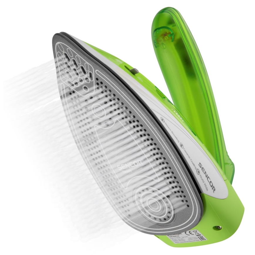 Fier de călcat cu aburi de călătorie 1100W/115V/230V verde Sencor