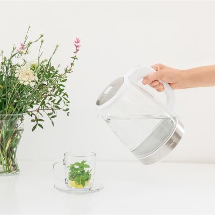 Fierbător de apă cu termoreglare 2 l 2200W/230V alb Sencor