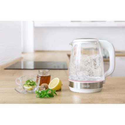 Fierbător de apă cu termoreglare 2 l 2200W/230V alb Sencor