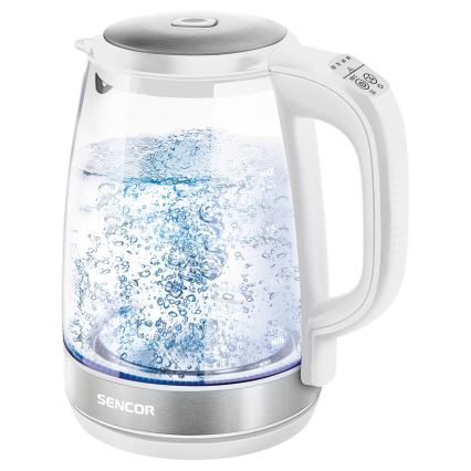 Fierbător de apă cu termoreglare 2 l 2200W/230V alb Sencor