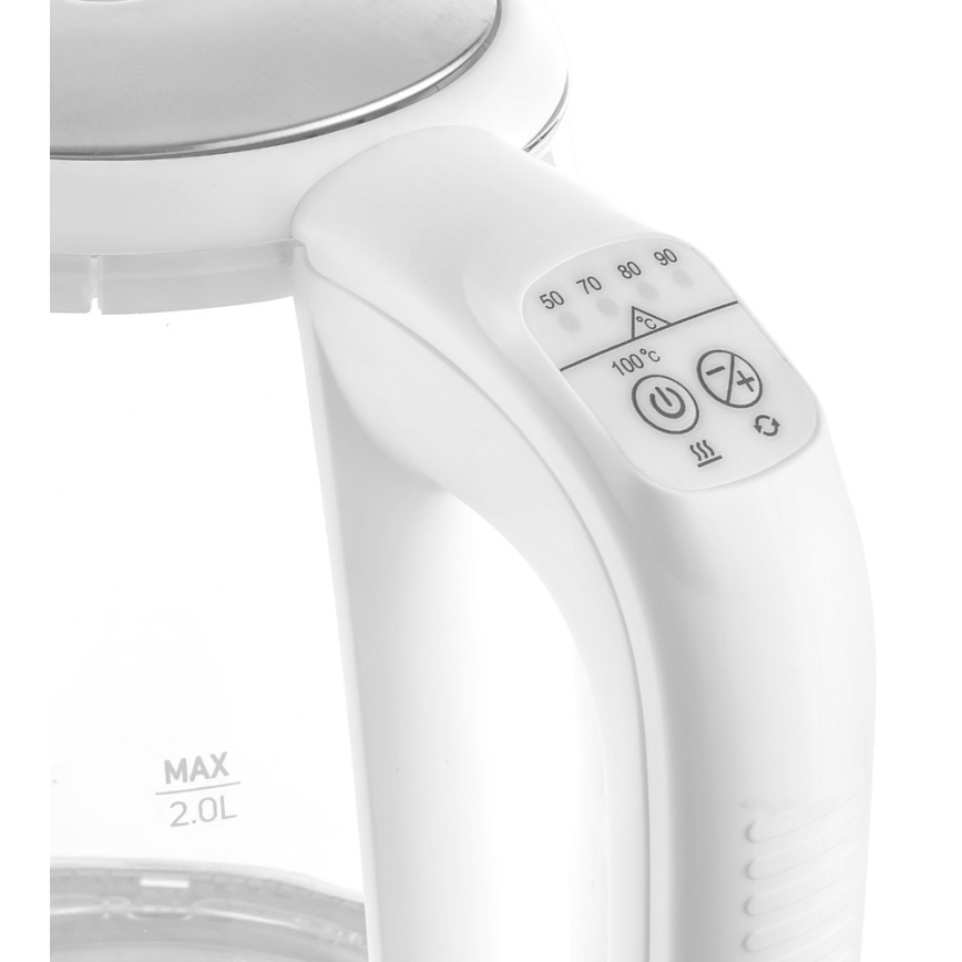 Fierbător de apă cu termoreglare 2 l 2200W/230V alb Sencor