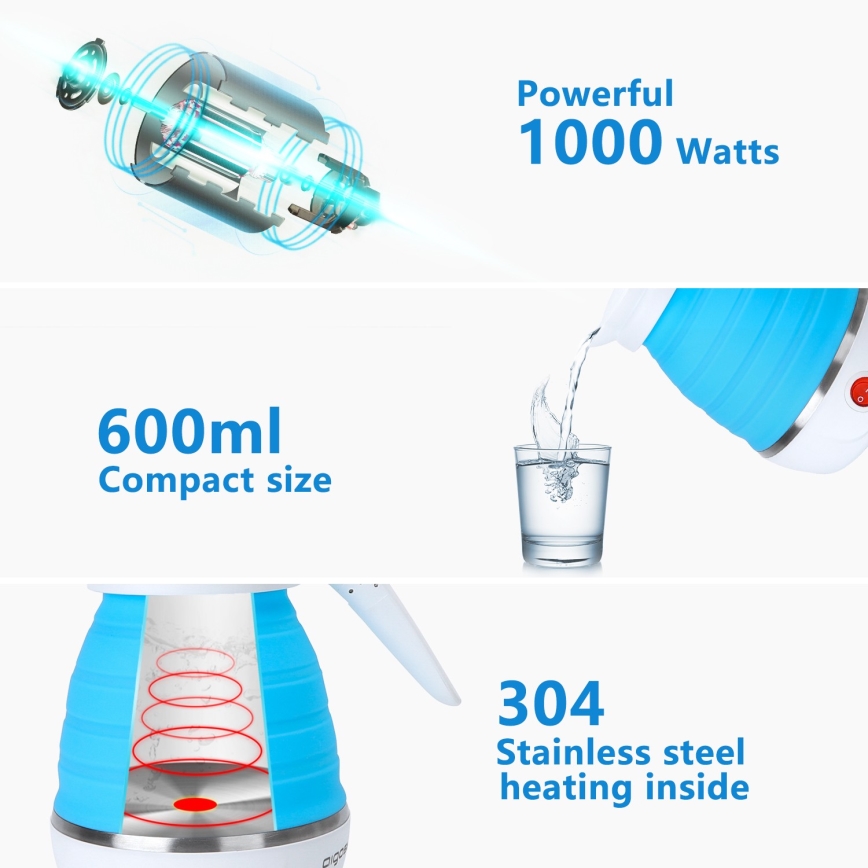 Fierbător de apă portabil Aigostar 600ml 1000W/230V