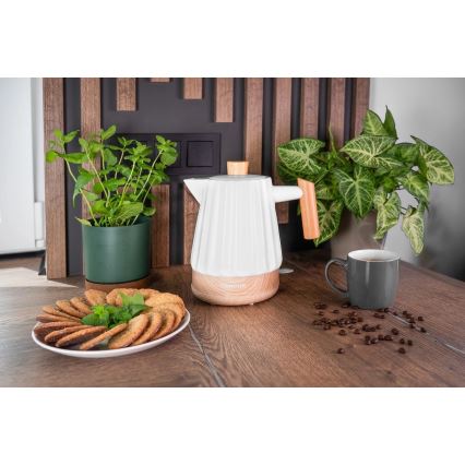 Fierbător electric Concept RK0090 - 1,5 l 1500W/230V alb/decor lemn/ceramică