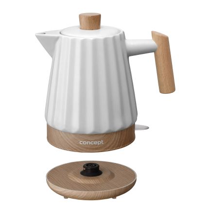 Fierbător electric Concept RK0090 - 1,5 l 1500W/230V alb/decor lemn/ceramică