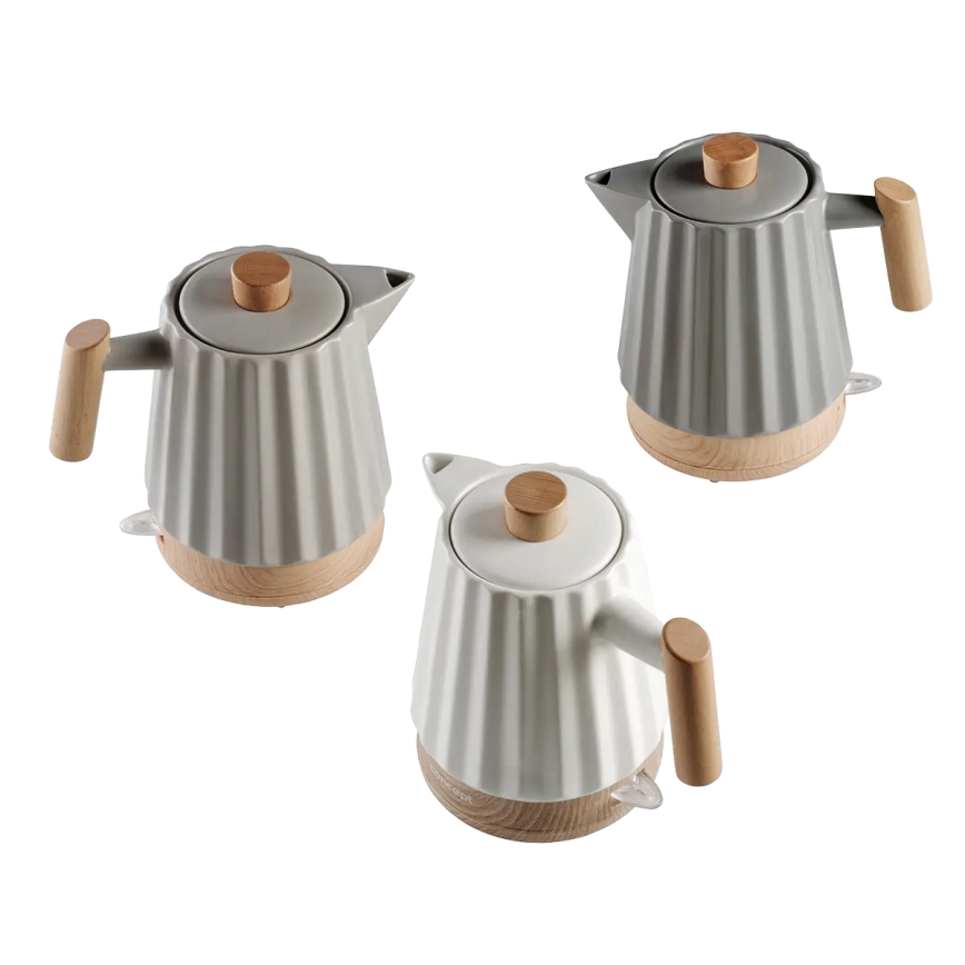 Fierbător electric Concept RK0090 - 1,5 l 1500W/230V alb/decor lemn/ceramică