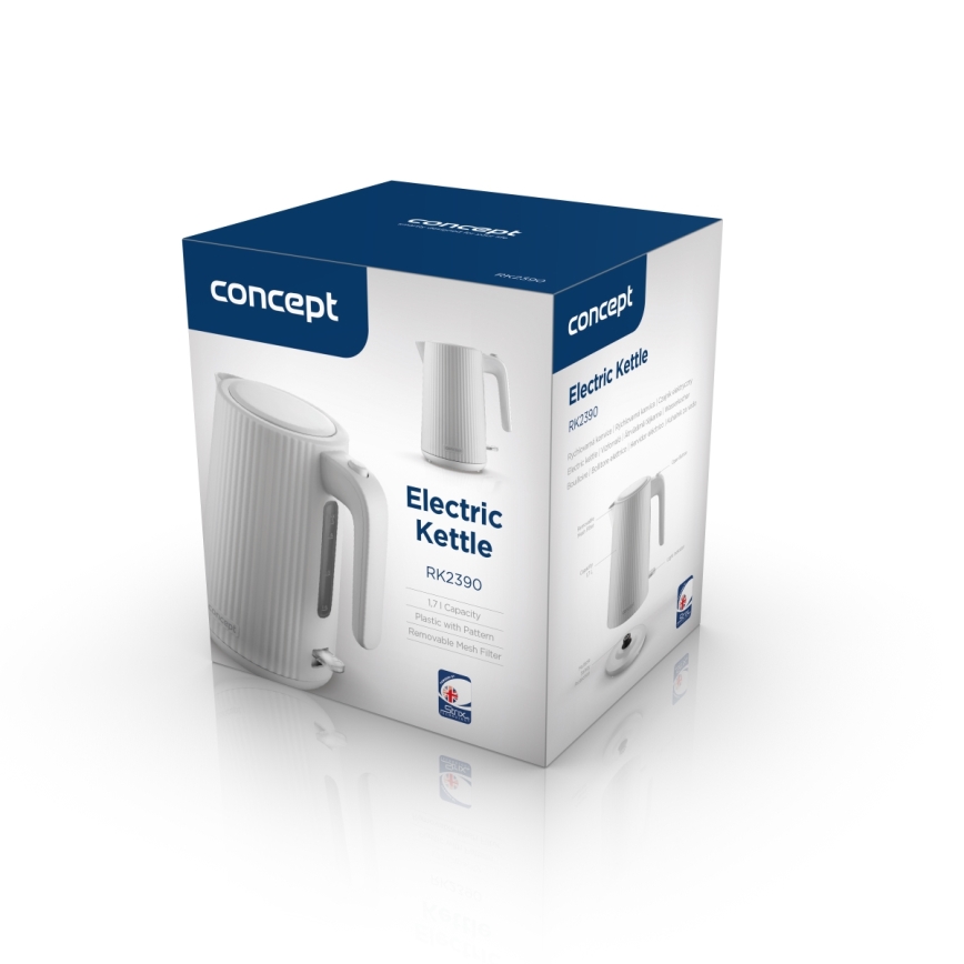 Fierbător electric Concept RK2390, 1,7 l, 2200 W/230 V, alb
