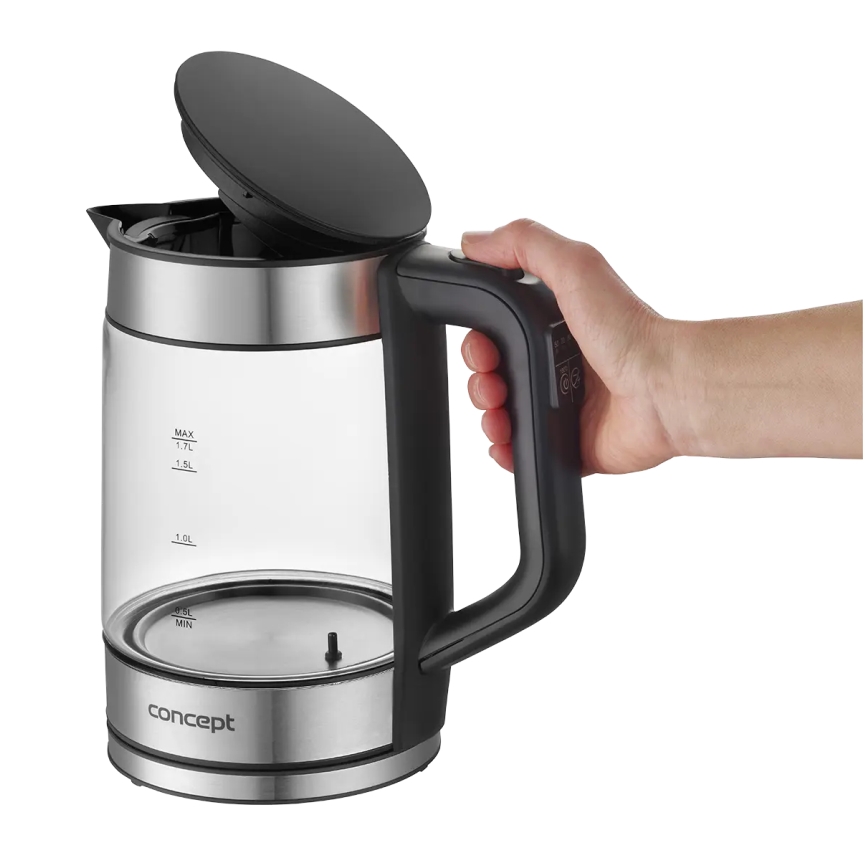 Fierbător electric Concept RK4067, cu reglare a temperaturii, 1,7 l, 2200W/230V, inox