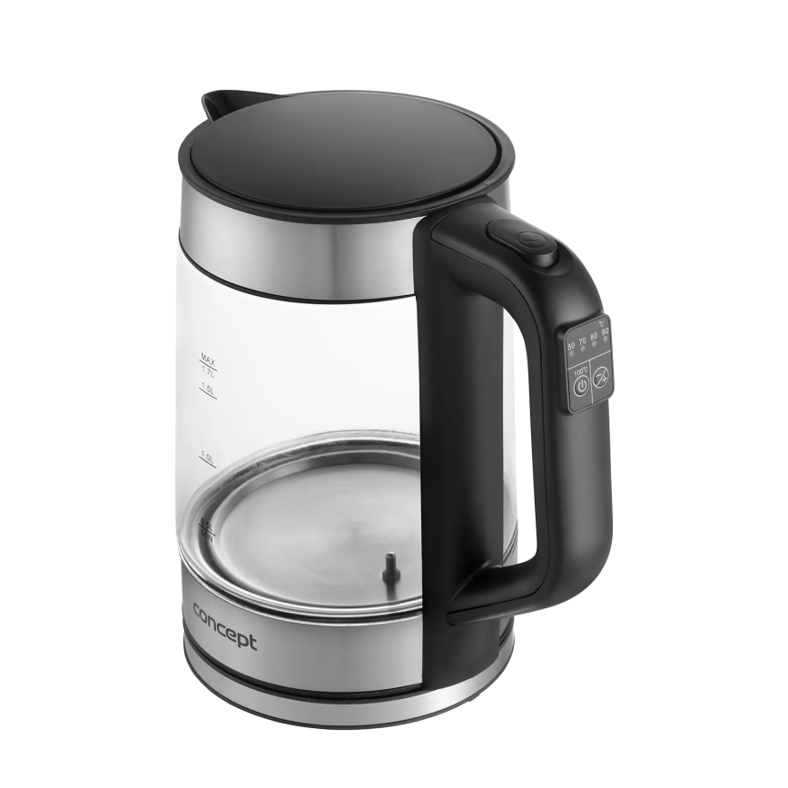 Fierbător electric Concept RK4067, cu reglare a temperaturii, 1,7 l, 2200W/230V, inox