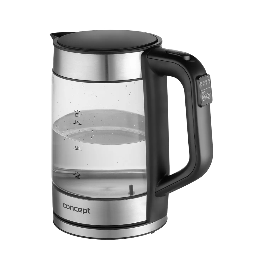 Fierbător electric Concept RK4067, cu reglare a temperaturii, 1,7 l, 2200W/230V, inox