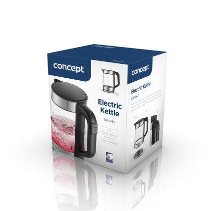 Fierbător electric Concept RK4067, cu reglare a temperaturii, 1,7 l, 2200W/230V, inox