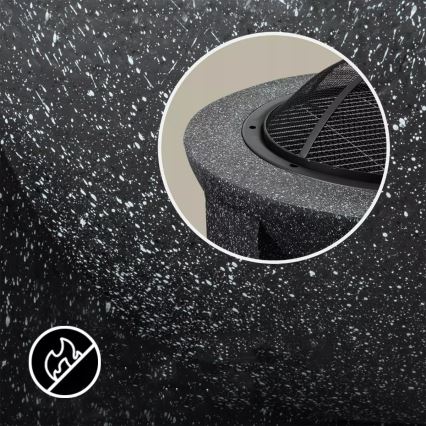 Focar portabil cu grătar, 79,5 x 38 cm, negru/granit închis