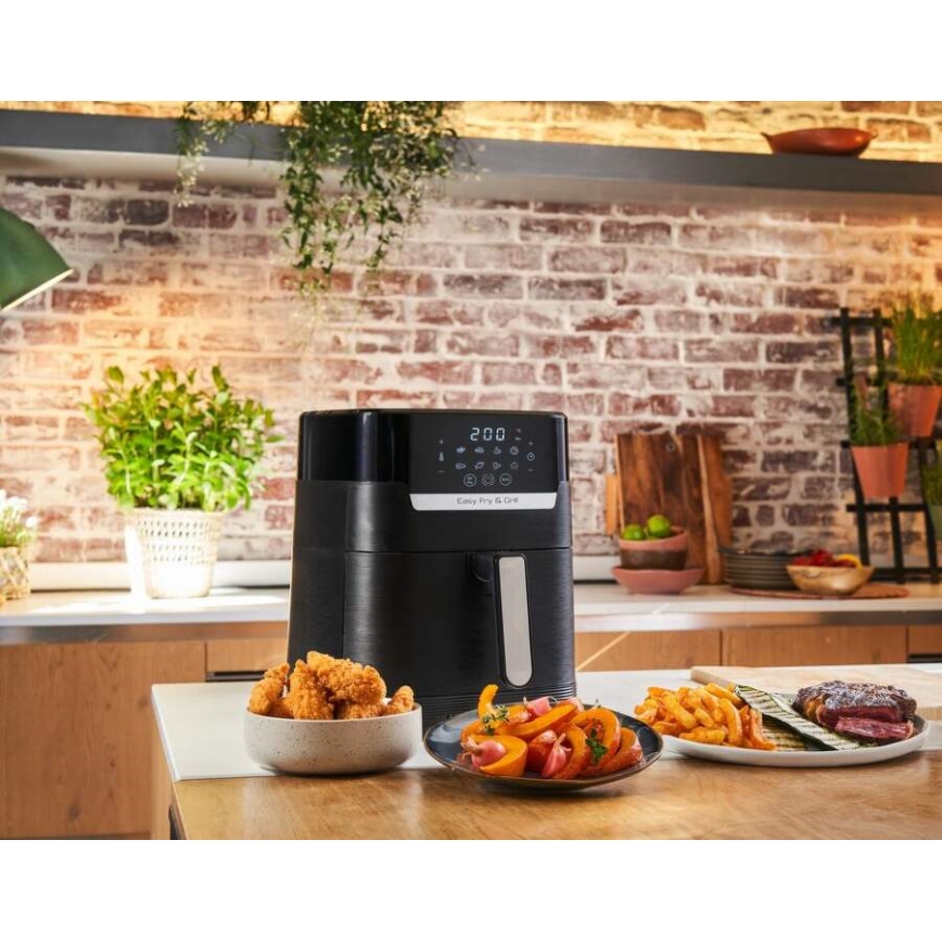 Friteuză cu aer cald 4,2 l EASY FRY&GRILL 2 în 1 1550W/230V negru Tefal