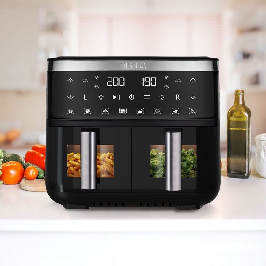 Friteuză cu aer cald dublă digitală multifuncțională TESLA Electronics AirCook 7,6 l 2850W/230V