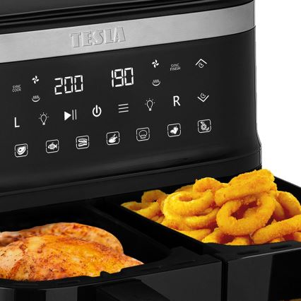 Friteuză cu aer cald dublă digitală multifuncțională TESLA Electronics AirCook 7,6 l 2850W/230V