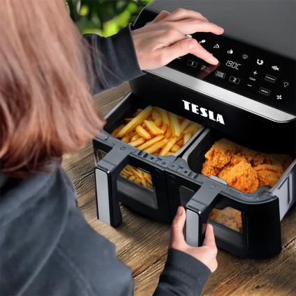 Friteuză cu aer cald dublă digitală multifuncțională TESLA Electronics AirCook 9 l 2400W/230V