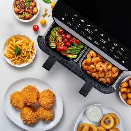 Friteuză cu aer cald dublă digitală multifuncțională TESLA Electronics AirCook 9 l 2400W/230V