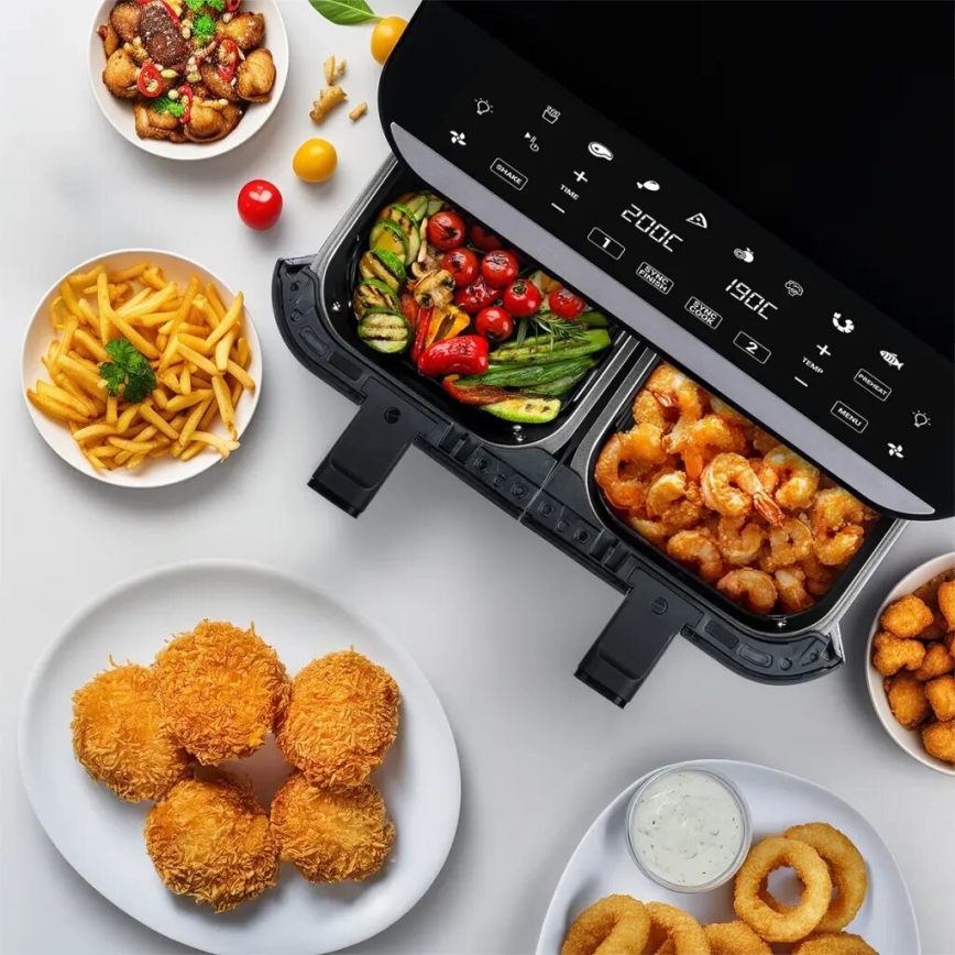 Friteuză cu aer cald dublă digitală multifuncțională TESLA Electronics AirCook 9 l 2400W/230V