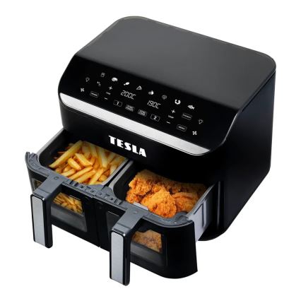Friteuză cu aer cald dublă digitală multifuncțională TESLA Electronics AirCook 9 l 2400W/230V