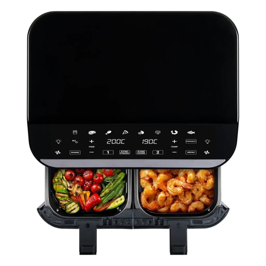 Friteuză cu aer cald dublă digitală multifuncțională TESLA Electronics AirCook 9 l 2400W/230V