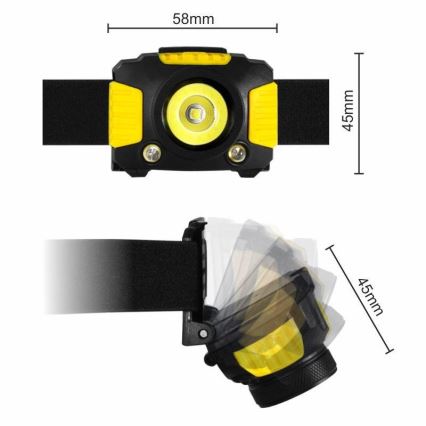 Frontală LED 2xLED/5W/3xAAA + LED/3W