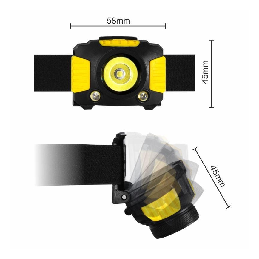 Frontală LED 2xLED/5W/3xAAA + LED/3W