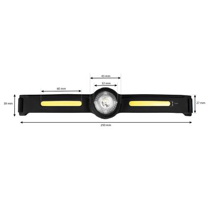 Lanternă frontală reîncărcabilă cu LED și reglare a intensității, lumină roșie, LED/5V, IPX4, 550 lm, 600 mAh