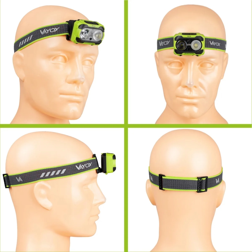 Lanternă frontală LED reîncărcabilă, reglabilă, cu senzor și lumină LED roșie 10W/5V/3xAAA IP44 600 lm 1200 mAh