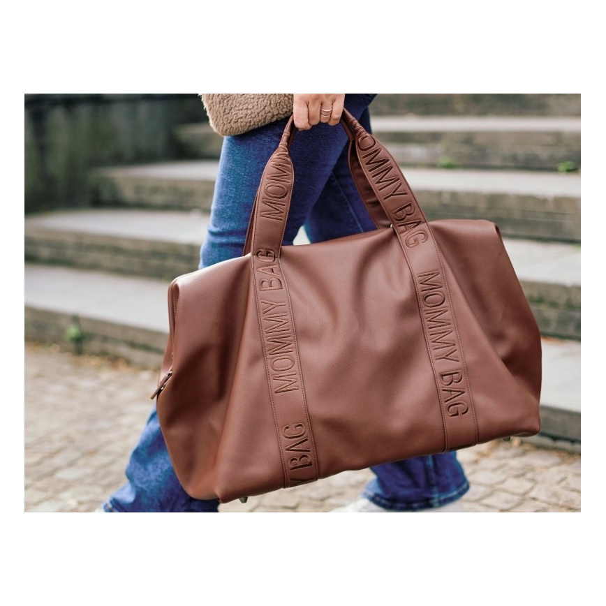 Geantă de înfășat Childhome MOMMY BAG LEATHER maro
