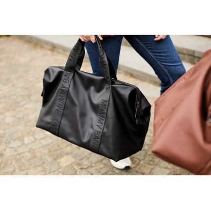 Geantă de înfășat Childhome MOMMY BAG LEATHER negru