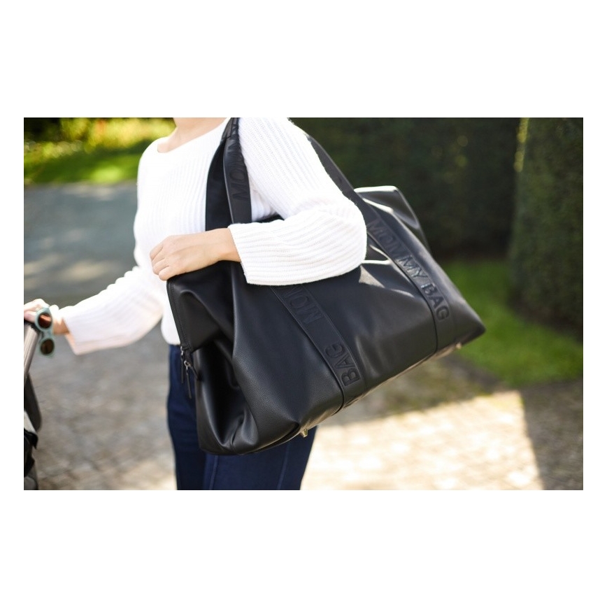 Geantă de înfășat Childhome MOMMY BAG LEATHER negru