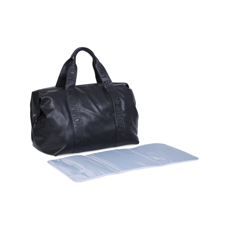 Geantă de înfășat Childhome MOMMY BAG LEATHER negru