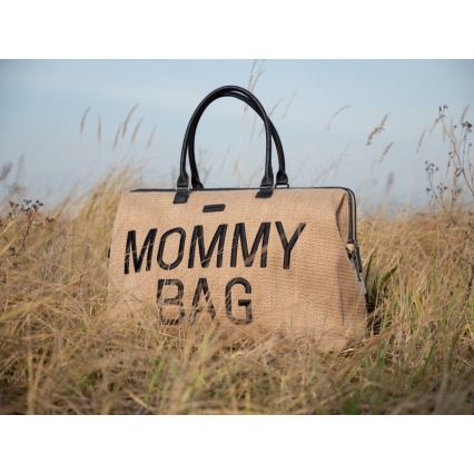 Geantă de înfășat Childhome MOMMY BAG RAFFIA LOOK bej
