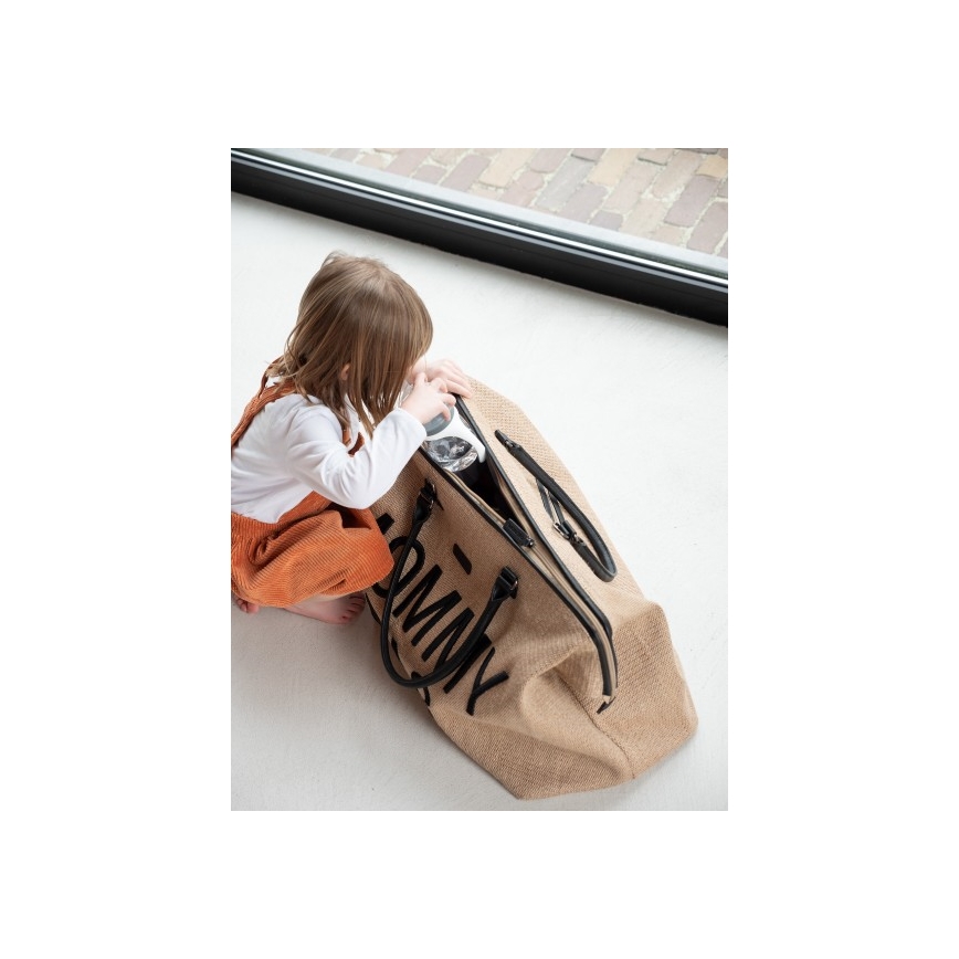 Geantă de înfășat Childhome MOMMY BAG RAFFIA LOOK bej