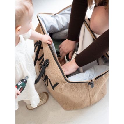 Geantă de înfășat Childhome MOMMY BAG RAFFIA LOOK bej