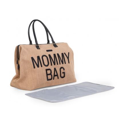 Geantă de înfășat Childhome MOMMY BAG RAFFIA LOOK bej