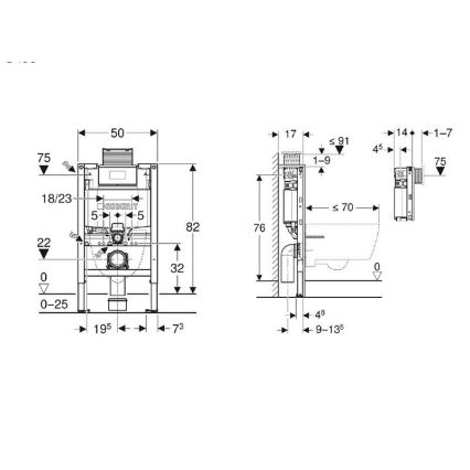 Geberit 111.003.00.2 - modul incastrat Duofix pentru WC suspendat, 82 cm