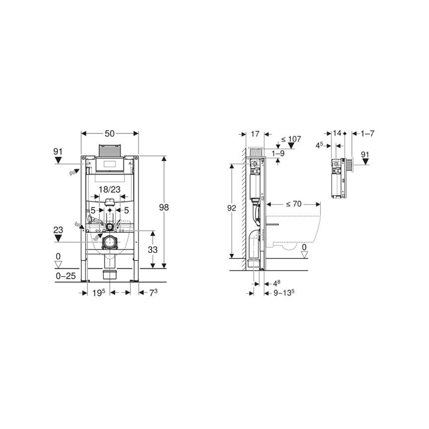 Geberit 111.030.00.2 - Cadru de montaj în perete Duofix 98 cm pentru WC suspendat