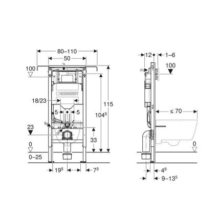 Geberit 111.355.00.6 - modul încastrat Duofix 115 cm pentru WC suspendat