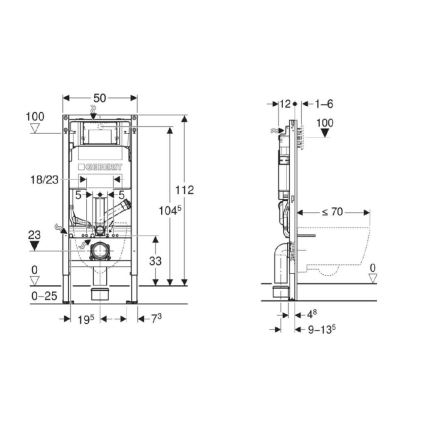 Geberit 111.364.00.6 - Modul încastrat Duofix 112 cm pentru WC suspendat